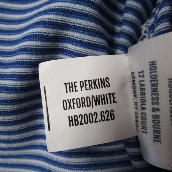 Holderness & Bourne Mens Perkins Polo Shirt XL Blue Striped Lakewood Club - Picture 6 of 10
